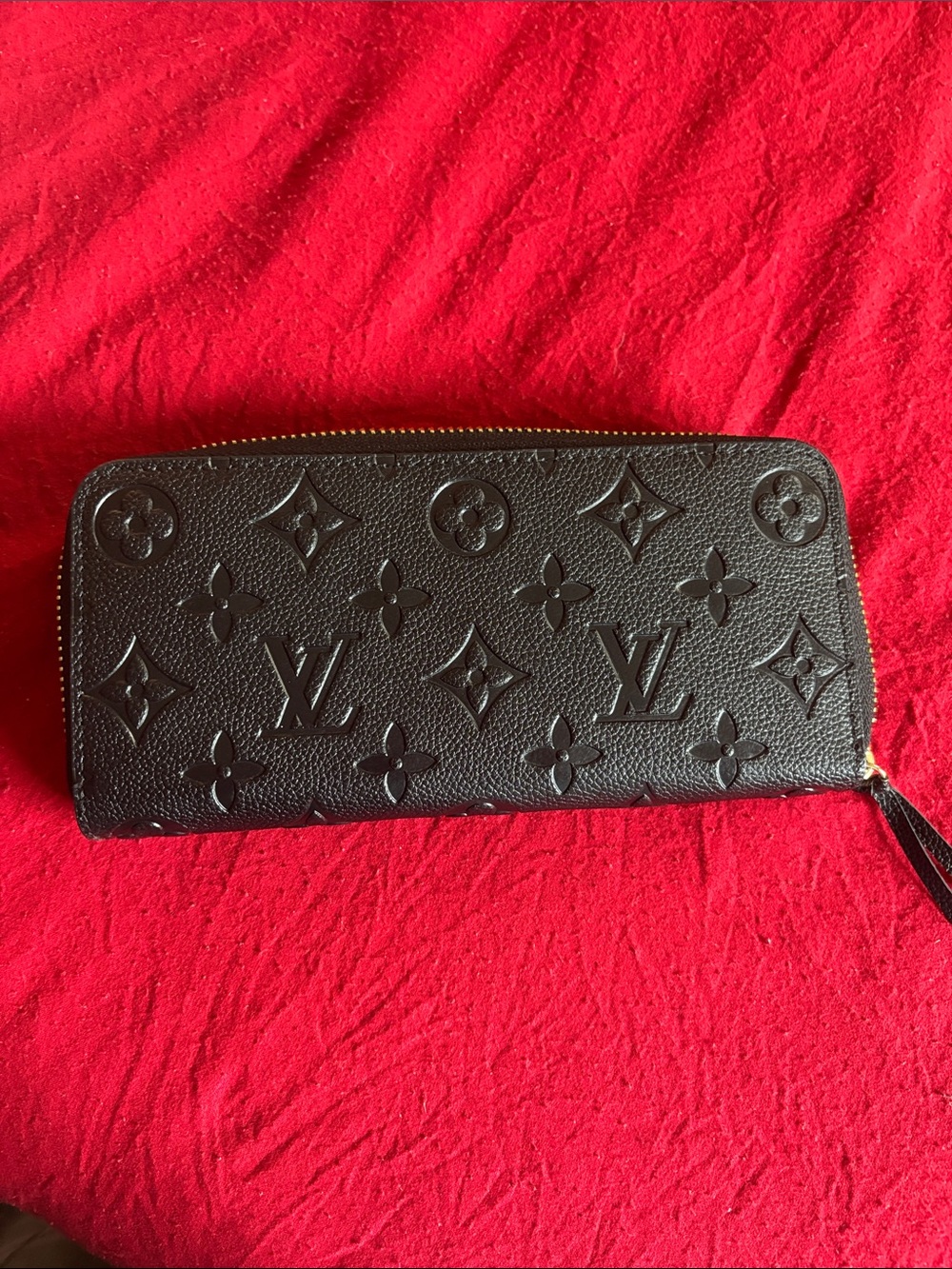 Louis Vuitton Black Embossed Monogram Zip Wallet